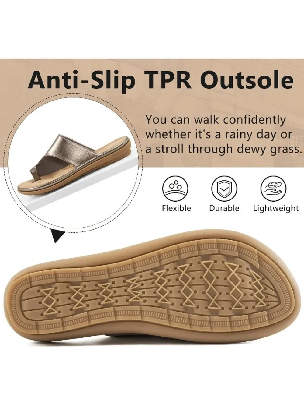 Women's Silver Flat Sandals Comfortable Walking Dressy Slides Casual Shoes